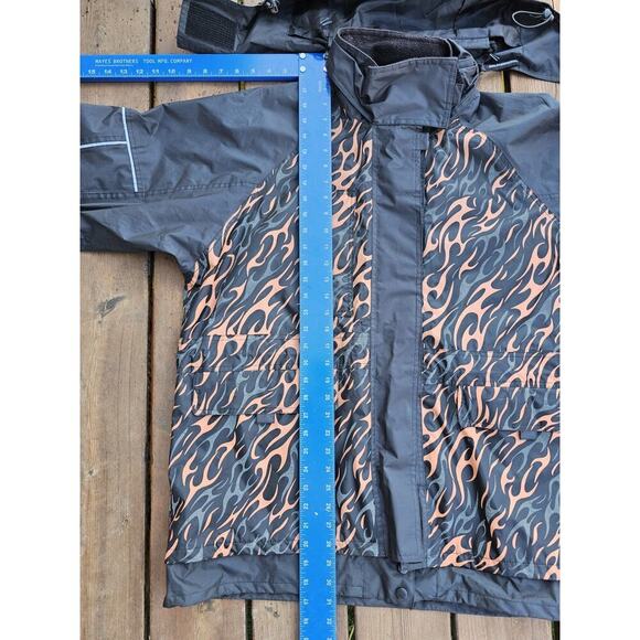 Harley Davidson Waterproof Jacket Mens Reflective Flames Full Zip Size XL - Picture 7 of 9